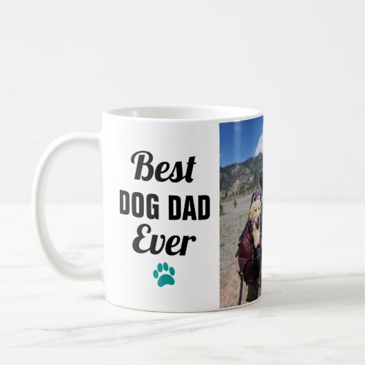 Best Dog Dad | Afdrukken Paw 3 Foto-collage Koffiemok (Links)