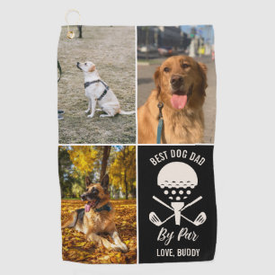 Best Dog Dad by Par Custom Dog 3 Photo Fathers Day Golfhanddoek