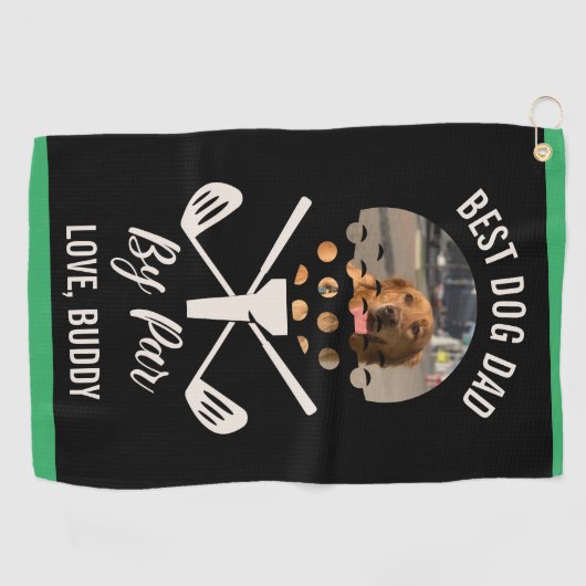 Best Dog Dad by Par Custom Dog Foto Vaderdag Golfhanddoek (Horizontaal)