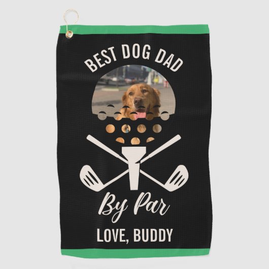 Best Dog Dad by Par Custom Dog Foto Vaderdag Golfhanddoek (Voorkant)
