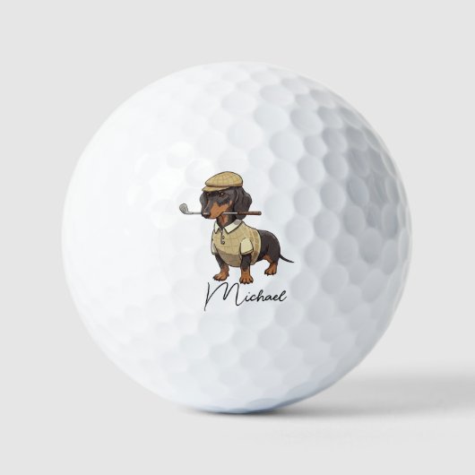 Best Dog Dad By Par Dachshund Name Golf Ball Golfballen (Voorkant)