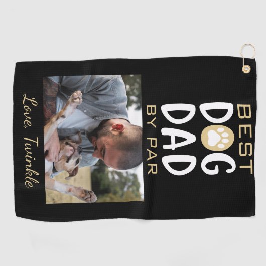 Best Dog Dad by Par Dog Foto Name Golf Towel Golfhanddoek (Horizontaal)