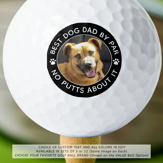 BEST DOG DAD BY PAR Foto Grappige aangepaste kleur Golfballen