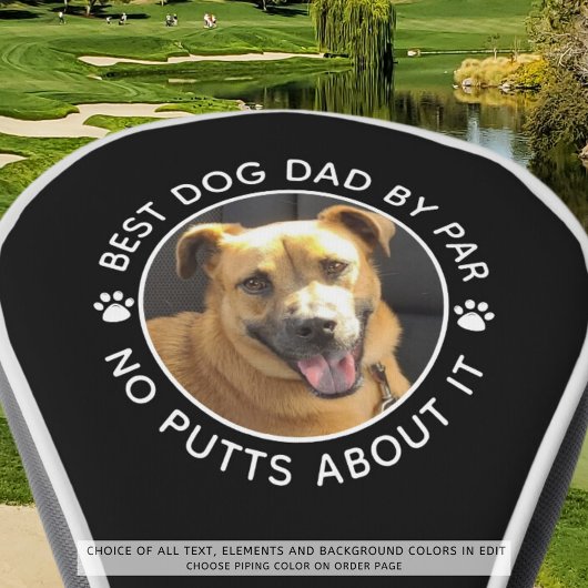 BEST DOG DAD BY PAR Foto Grappige aangepaste kleur Golfheadcover