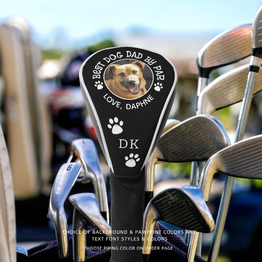 BEST DOG DAD BY PAR Foto Monogram Pawprints Golfheadcover