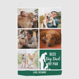 Best Dog Dad By Par Fotocollage voor Vaderdag Golfhanddoek