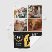 Best Dog Dad By Par Fotocollage voor Vaderdag Golfhanddoek (Insitu)
