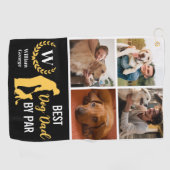 Best Dog Dad By Par Fotocollage voor Vaderdag Golfhanddoek (Horizontaal)