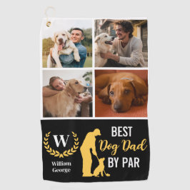 Best Dog Dad By Par Fotocollage voor Vaderdag Golfhanddoek