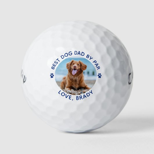 Best DOG DAD by Par Gepersonaliseerd PAW Foto afdr Golfballen (Voorkant)