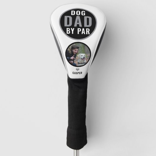 Best Dog Dad By Par Golf Gift Custom Naam Foto Golfheadcover (Voorkant)