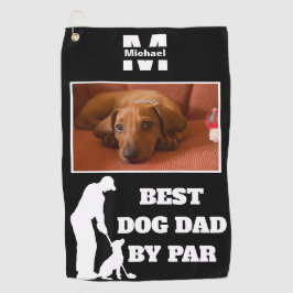 Best Dog Dad By Par Golf met aangepaste foto Golfhanddoek