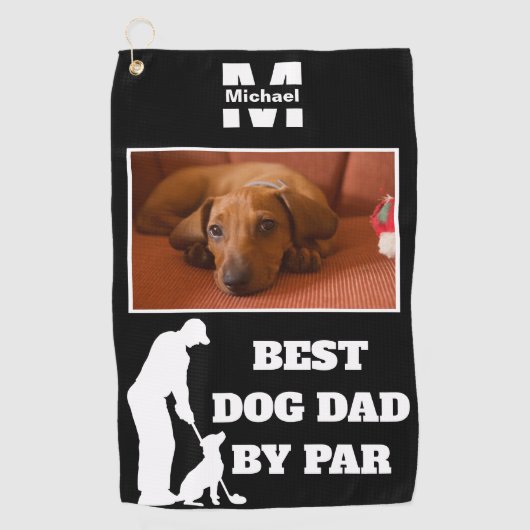 Best Dog Dad By Par Golf met aangepaste foto Golfhanddoek (Voorkant)