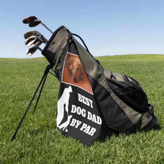 Best Dog Dad By Par Golf met aangepaste foto Golfhanddoek (Groen)