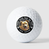 BEST DOG DAD BY PAR Pawprints Foto Aangepaste kleu Golfballen (Voorkant)
