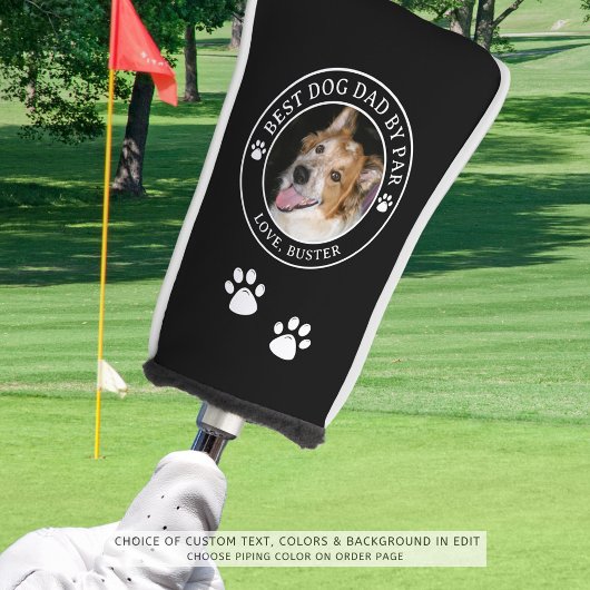 BEST DOG DAD BY PAR Photo Pawprints Custom Kleuren Golfheadcover