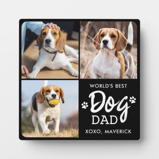 Best DOG DAD Custom 3 Photo Collage Fotoplaat (Voorkant)