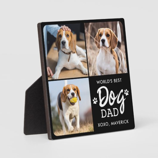 Best DOG DAD Custom 3 Photo Collage Fotoplaat (Voorkant)