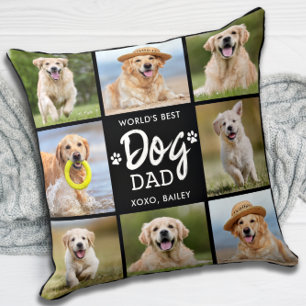 Best DOG DAD Custom 8 Photo Collage Kussen