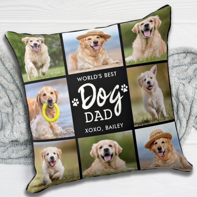 Best DOG DAD Custom 8 Photo Collage Kussen (Creator heeft geüpload)