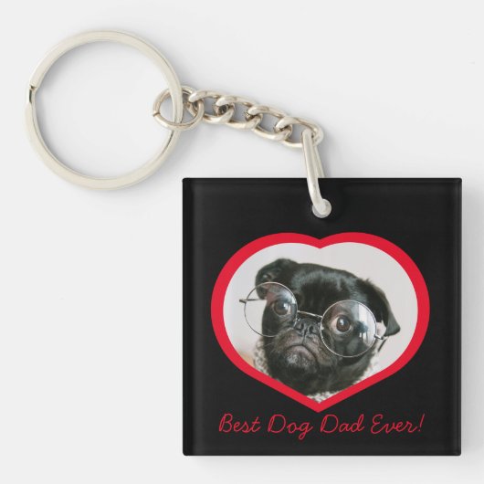 Best Dog Dad, custom hart foto Sleutelhanger (voorkant)