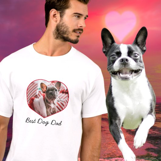 Best Dog Dad, custom hartfoto hart. T-shirt