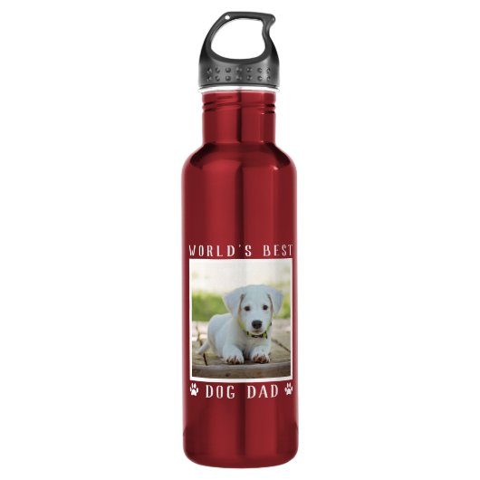 Best Dog Dad Custom Pet Photo ter wereld Waterfles (Voorkant)