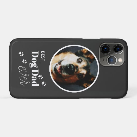 Best Dog Dad Custom Photo Pawprint iPhone Case (Achterkant (horizontaal))