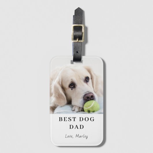 Best Dog Dad Custom Photo Personalized Bagagelabel (Voorkant (verticaal))