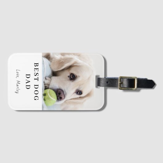 Best Dog Dad Custom Photo Personalized Bagagelabel (Voorkant (horizontaal))