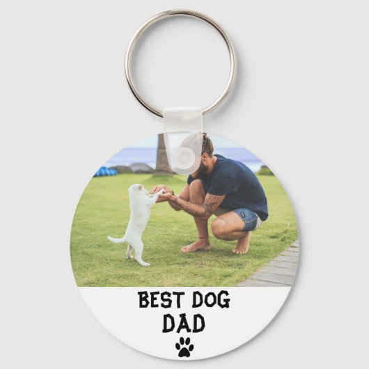 Best Dog dad Custom Photo sleutelhanger, pap gift, Sleutelhanger (Voorkant)