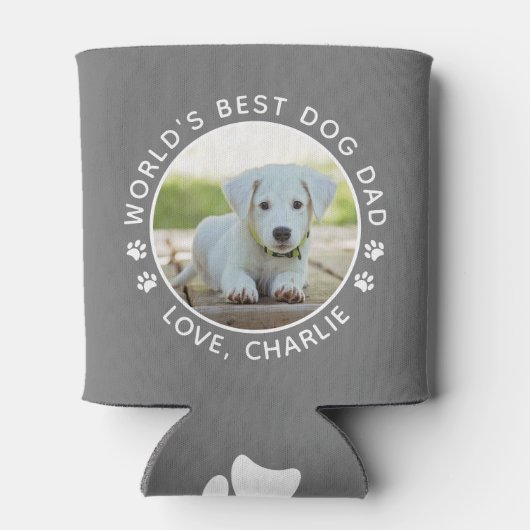 Best Dog Dad Cute Custom Pet Photo ter wereld Blikjeskoeler (Achterkant)