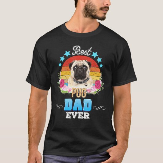 Best Dog Dad est Floral Retro Father Day Love T-shirt (Voorkant)