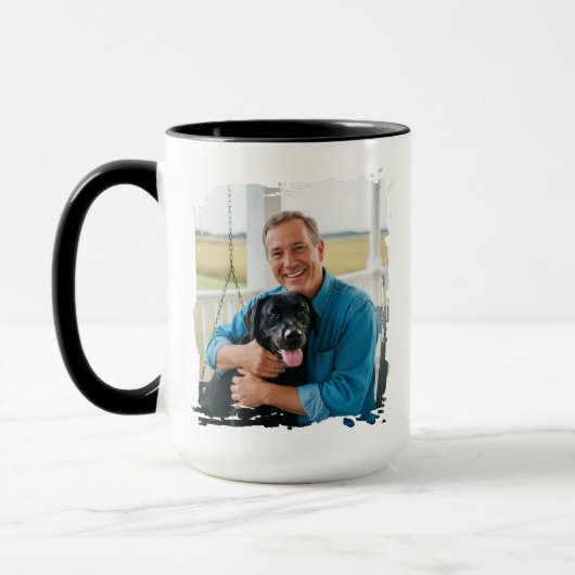 Best Dog Dad Ever 2 Custom Photo Modern Mok (Links)