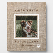 Best Dog Dad Ever Burlap Photo Vaderdag