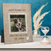 Best Dog Dad Ever Burlap Photo Vaderdag Fotoplaat (Zijkant)