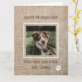 Best Dog Dad Ever Burlap Photo Vaderdag Kaart (Gele Bloem)