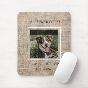 Best Dog Dad Ever Burlap Photo Vaderdag Muismat