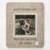 Best Dog Dad Ever Burlap Photo Vaderdag Muismat (Voorkant)