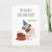 Best dog dad ever, cake, funny pug in hat, humor kaart (Voorkant)