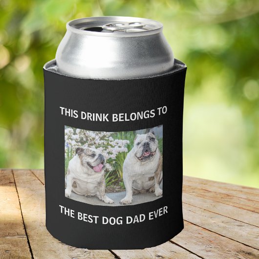 Best Dog Dad Ever Custom Photo Black Blikjeskoeler