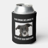 Best Dog Dad Ever Custom Photo Black Blikjeskoeler (Blikje Voorkant)