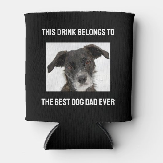 Best Dog Dad Ever Custom Photo Black Blikjeskoeler (Voorkant)