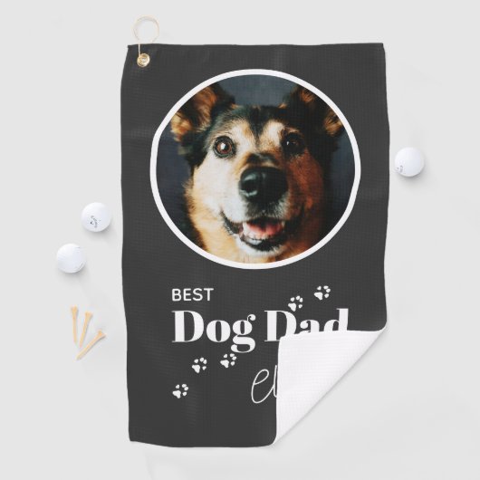 Best Dog Dad Ever Custom Photo Golf Towel Golfhanddoek (Insitu)