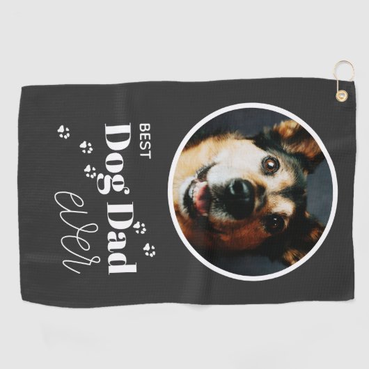Best Dog Dad Ever Custom Photo Golf Towel Golfhanddoek (Horizontaal)
