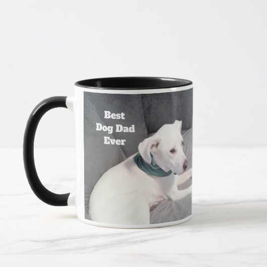 Best Dog Dad ever Cute White Puppy Dog Black Mok (Links)
