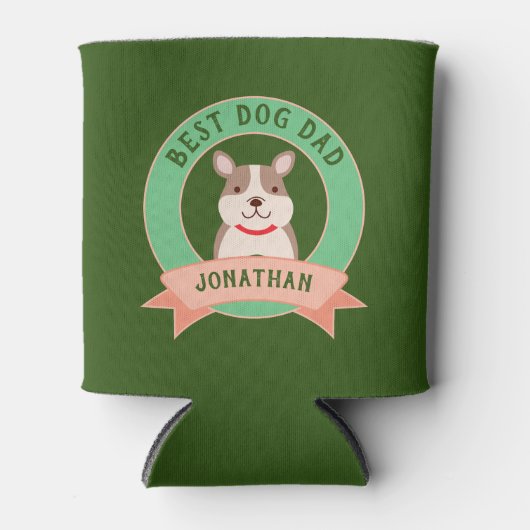 Best Dog Dad ever Funny French Bulldog Puppy Dog Blikjeskoeler (Voorkant)