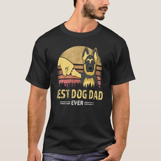 Best Dog Dad Ever German Shepherd Retro Puppy Des T-shirt (Voorkant)