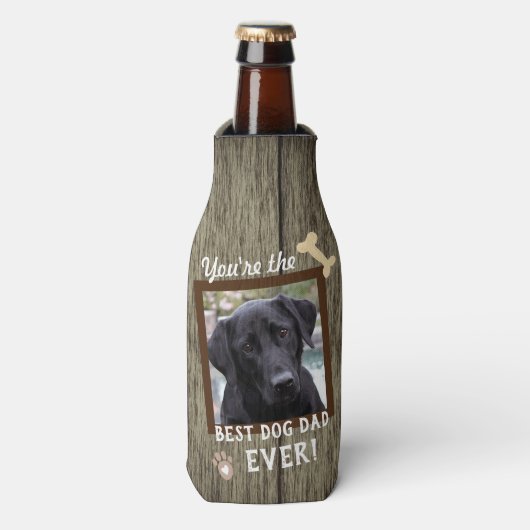 Best Dog Dad ever One Photo Koelbox Flesjeskoeler (Fles Voorkant)
