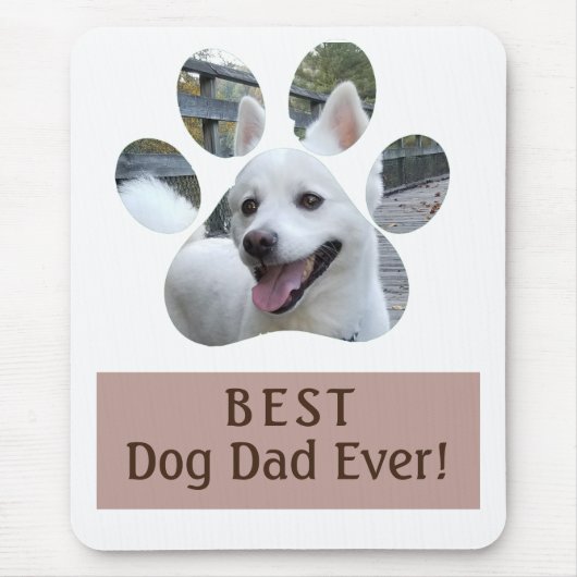 Best Dog Dad Ever Paw Print Foto Muismat (Voorkant)